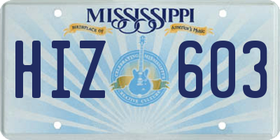 MS license plate HIZ603