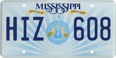 MS license plate HIZ608