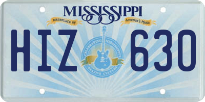 MS license plate HIZ630