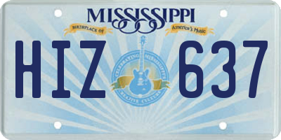 MS license plate HIZ637