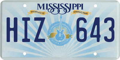 MS license plate HIZ643