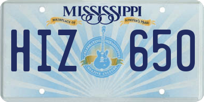 MS license plate HIZ650