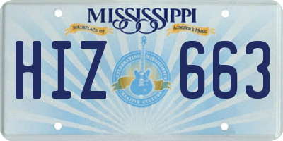 MS license plate HIZ663