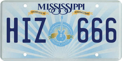 MS license plate HIZ666