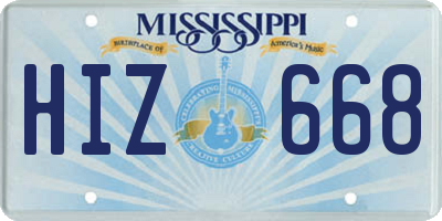 MS license plate HIZ668