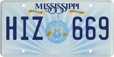 MS license plate HIZ669