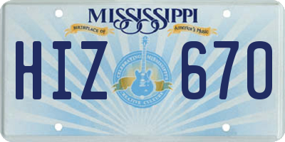MS license plate HIZ670