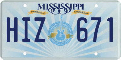 MS license plate HIZ671