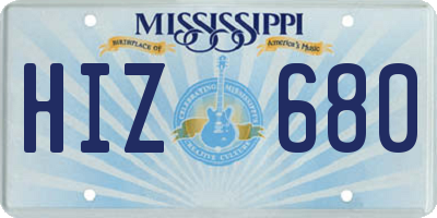 MS license plate HIZ680