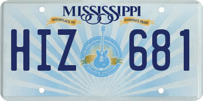 MS license plate HIZ681