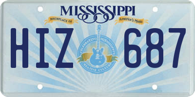 MS license plate HIZ687