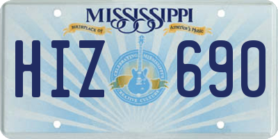 MS license plate HIZ690