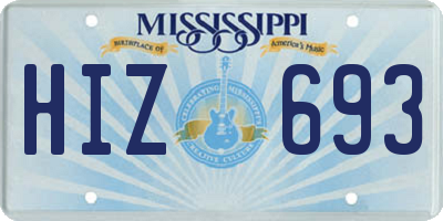 MS license plate HIZ693