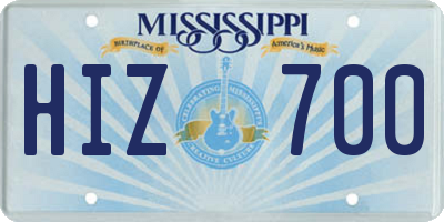 MS license plate HIZ700
