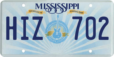 MS license plate HIZ702