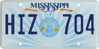 MS license plate HIZ704