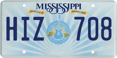 MS license plate HIZ708