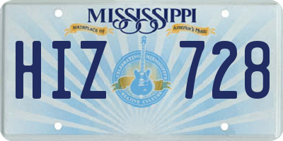 MS license plate HIZ728