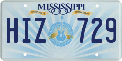 MS license plate HIZ729
