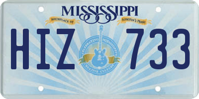 MS license plate HIZ733