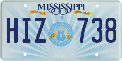 MS license plate HIZ738