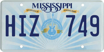 MS license plate HIZ749