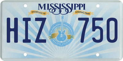 MS license plate HIZ750