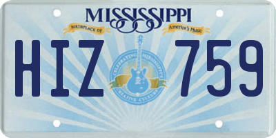 MS license plate HIZ759