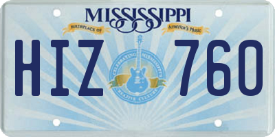 MS license plate HIZ760