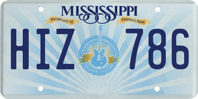 MS license plate HIZ786