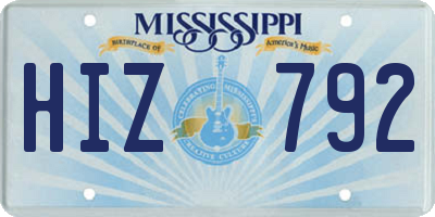 MS license plate HIZ792