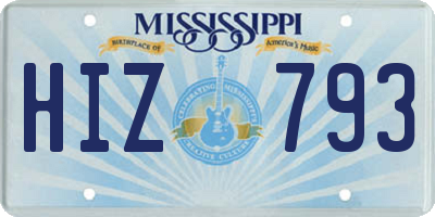 MS license plate HIZ793
