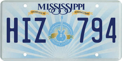 MS license plate HIZ794