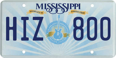 MS license plate HIZ800