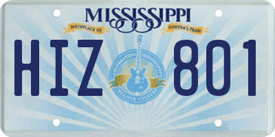 MS license plate HIZ801