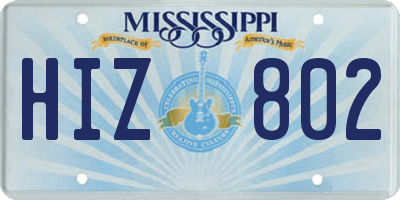 MS license plate HIZ802