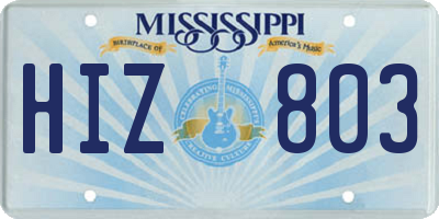 MS license plate HIZ803
