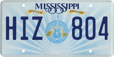 MS license plate HIZ804