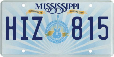 MS license plate HIZ815