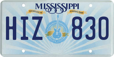 MS license plate HIZ830