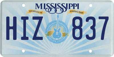 MS license plate HIZ837