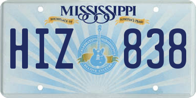 MS license plate HIZ838