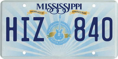MS license plate HIZ840