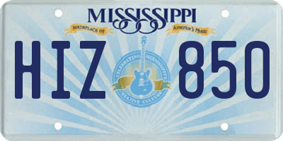 MS license plate HIZ850