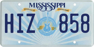 MS license plate HIZ858