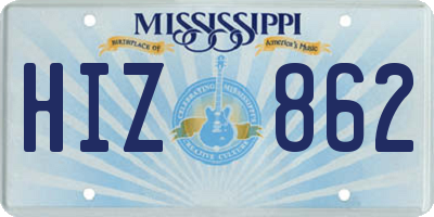 MS license plate HIZ862