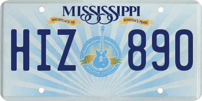 MS license plate HIZ890
