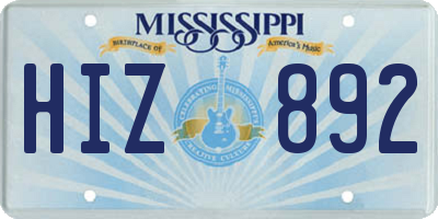 MS license plate HIZ892