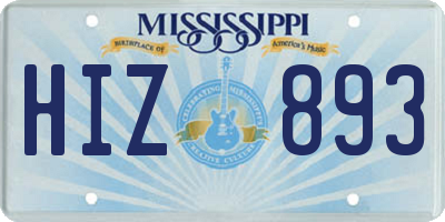 MS license plate HIZ893