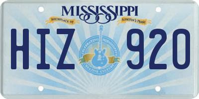 MS license plate HIZ920